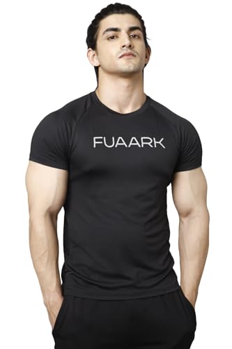 Image of FUAARK Men's Aura Textured Round Neck Regular Fit Gym Sports T-Shirt