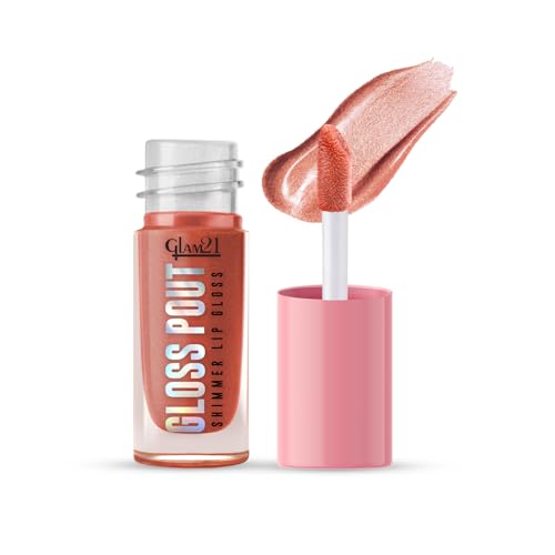 Image of Glam21 Gloss Pout Shimmer Lip Gloss| High Shine |Glossy Finish |Soft & Hydrating Lips | Non-sticky texture | Lightweight | Glass-like shine | Bare Nude-Nude| 7gm