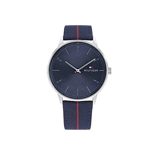 Tommy Hilfiger Men's Quartz Stainless Steel and Nylon Strap Casual Watch, Color: Navy (Model: 1791844)