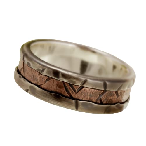 Rustic Copper Men's Ring, Men's Engagement Ring, Copper Wedding Band, Men's Silver Copper Ring, Unique Mans's Anniversary Ring, RS-1080