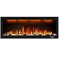 Dreamflame 60 inch Electric Fireplace, Recessed and Wall Mounted Fireplace Heater, 750/1500W Thermostat with Remote Control, Realistic Flame Combinations, Black (60")