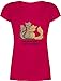 Tiere Meerschweinchen Hase & Co. - Beste Freunde - XXL - Fuchsia - t-Shirt Damen Statement - XO1525 - Damen T-Shirt mit V-Ausschnitt