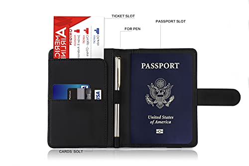 Image of Melsbrinna Premium Leather Passport Holder Covers Case, Waterproof Rfid Blocking Travel Wallet Passport Holder with Pen Holder, Cute Passport Book for Women /Men