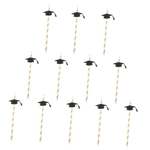 Pitillos de papel negros flexibles para graduación 12 pcs miniatura 1