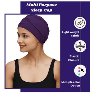 Image of The Headscarves Women Silky Soft Bamboo Viscose Sleep Cap for Hair Loss Chemo Headwear Skull Cap Free Size (Multicolor) (HS3 Multicolor)
