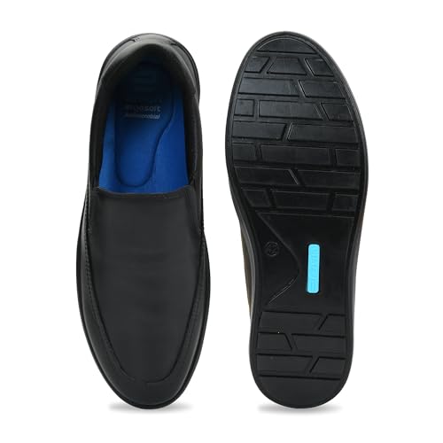 Image of Ergon Denver Genuine Leather Men's Formal Slip-On Shoes | Available in Black, Tan & Tan Napa | Cushioned Comfort | Office, Business Sizes UK 6-11