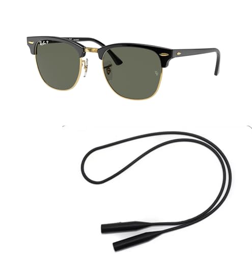 Ray-Ban RB3016 Sunglasses Bundle: RB 3016 CLUBMASTER 901/58 Clubmaster Black G-15 Green and Universal Anti-slip Silicone Leash2