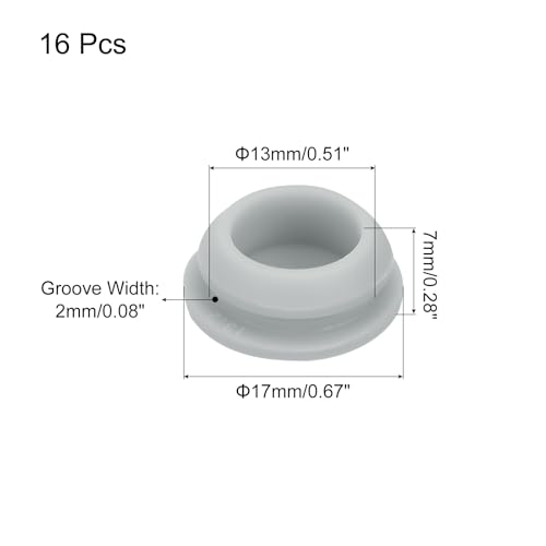 Image of MECCANIXITY 16pcs Silicone Snap in Locking Hole Plugs,13mm /0.5 Inch Mounting Diameter Narrow Groove Width 2mm Panel Seal Cover Round for Kitchen Bulkheads Waterproof Sealing Plugs Grey