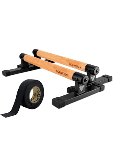 GORNATION Barras Paralelas Calistenia, Parallettes para Paradas de Manos, Flexiones, Ejercicios en Casa y Exterior, Equipo de Entrenamiento con Asas Antideslizantes, Push Up Bar, Accesorio de Fitness