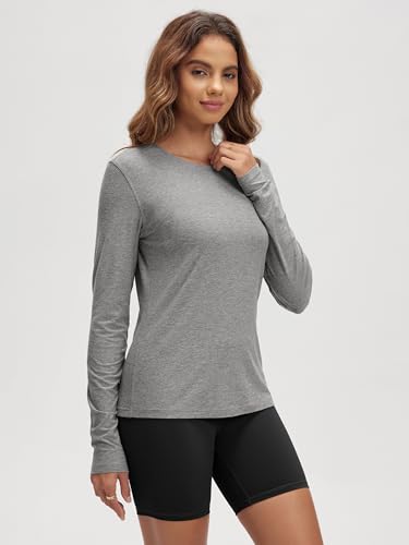 Image of ODODOS Women's Long Sleeve T-Shirt - Ultra Soft odSTRATUM Tech Performance Top UPF 50+ Breathable Crew Neck Pullover