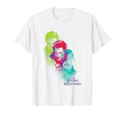 Doctor Strange t-shirt imprimé portraits multiples Marvel vêtement coton col rond