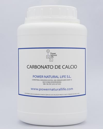 Carbonato de Calcio en Polvo Power Natural Life | E-170 Grado Alimentario | 100% Puro, sin Añadidos | Envase de 1 kg