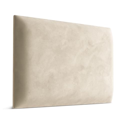 Muralo - Samt Wandkissen Stoff Polster-Paneel für Schlafzimmer Wohnzimmer Bett Wandpolster Bettkopfteil Lendekissen Modern Luxus Gepolstert Magic Velvet (Creme, 60 cm x 40 cm)