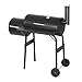Laneetal Barbecue à Charbon Portable Barbecue Fumoir Gril BBQ Extérieur avec Roues, Cheminé Thermomètre sur Couvercle et Plan de Travail Four de Jardin Cylindrique en Métal Noir