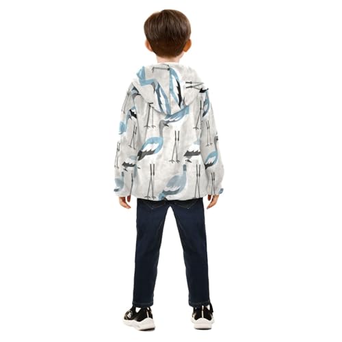 Birds Pattern Print on Fabric Toddler Fleece Jacket Girl Boys Hooded Fleece Jacket Coat Warm Outwear Zip-up 3-10T4