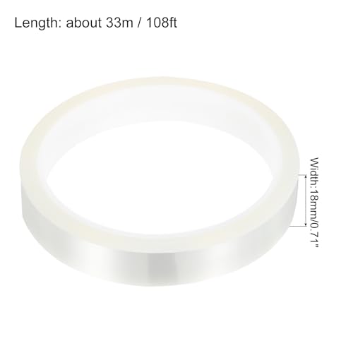 Image of uxcell Clear Heat Tape, 1 Roll 18mmx33m 108ft High Temperature Heat Resistant Tape for Sublimation,Heat Vinyl Press,Heat Transfer, Circuit Board, No Residue