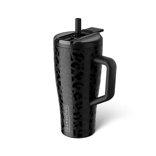Image of BruMate Era Flip 30oz Tumbler with 100% Leakproof Covered Straw Lid | Hygienic Covered Straw | Insulated Stainless Steel Water Bottle with Handle | Cup Holder Friendly | BPA-Free (Onyx Leopard)