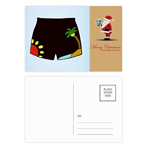 Cartes postales noires Père Noël à la plage pour surprendre vos amis depuis vos vacances