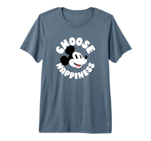 T-shirt Mickey Disney Choose Happiness premium en coton noir
