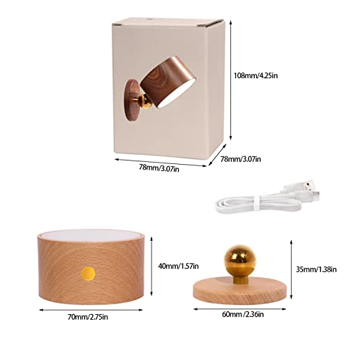 Image of 360 Rotate Magnetic Ball Led Wall Mounted Reading Lights, Wall Sconce Stepless Dimming Rechargeable Battery Dimmable Touch Control