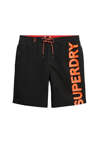 Superdry Herren Klassische 48-cm-Boardshorts mit Logo Schwarz L