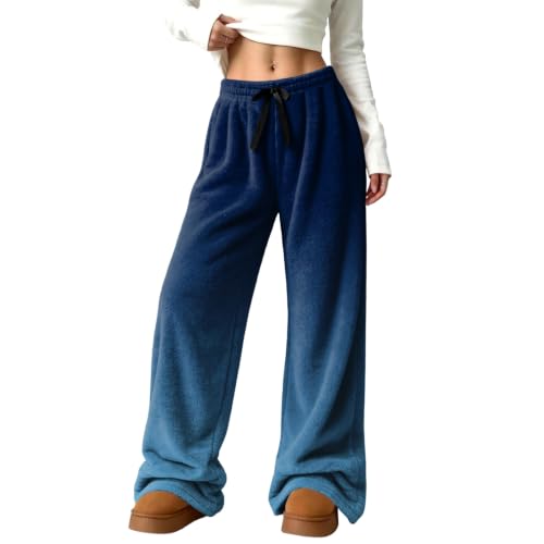 Wide Leg Pajama Pants for Women Lounge Ombre Flannel Fluffy Pjs Pant - image 6