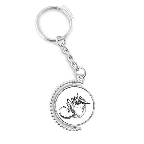 Porte-clés rotatif pomme ligne dessin Fruit DIYthinker 3,5 pouces