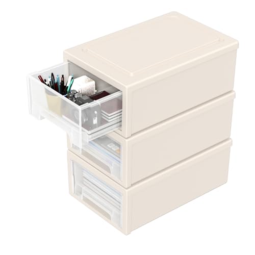 Afromy 6 Quart Stacking Chest Storage Schublade Box, Desktop Stacking Frontbox Unit, 3 Packs
