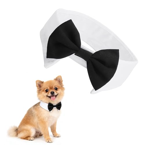 VOSSOT Fliege für Hunde und Katzen, Verstellbare Hundekrawatte mit Klettverschluss, Haustier Krawatte, Halsband Hund Katze Klein, Kostüm Hundeflieg, Anzug Hund für Hochzeit Geburtstag