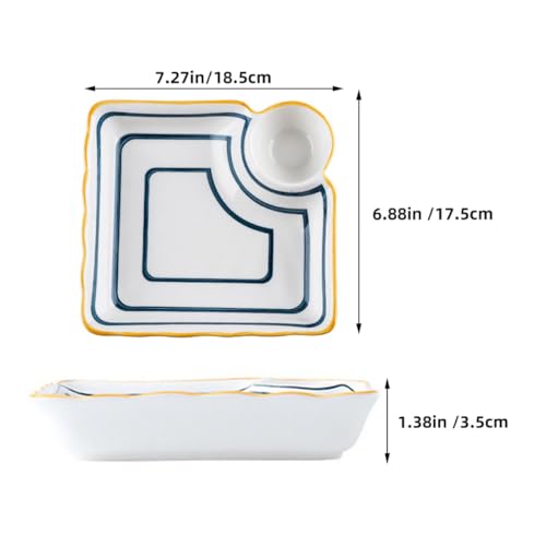 Juego 2 platos cerámicos para dumplings con compartimento para salsa miniatura 2