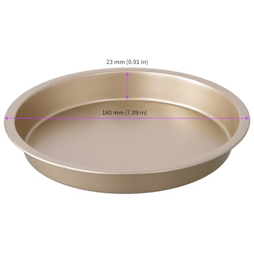 JEUIHAU 6 Piece Non-Stick Pizza Baking Tray Set, 6-Inch Round Durable Carbon Steel Deep Dish Oven Pans for Home Cooking (Gold) - Image 2