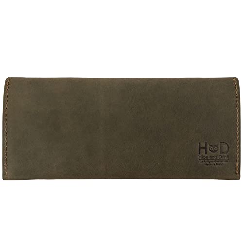 Image of Hide & Drink, Long Utility Pouch, Stylish Wallet for Carrying and Storing Cash, Clutch Bag, Full Grain Leather, Handmade, Dark Jade