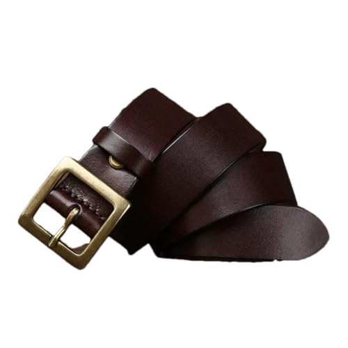 Pohullan Men Leather Belt Copper Buckle Belts Solid Casual Outdoor Belt Clothing Accessories