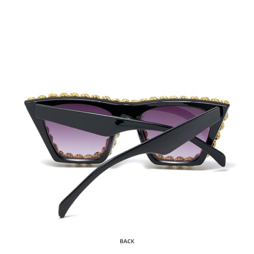 Trendige Strass-Cat-Eye-Glitzer-Sonnenbrille für Damen, Cateye-Vintage-Sonnenbrille mit funkelndem Kristall-Diamant, Modell Catwalk Eyewear, c1, Einheitsgröße