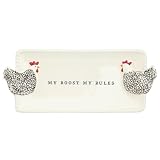 Mud Pie White Stoneware Rooster Farm Everything Plate