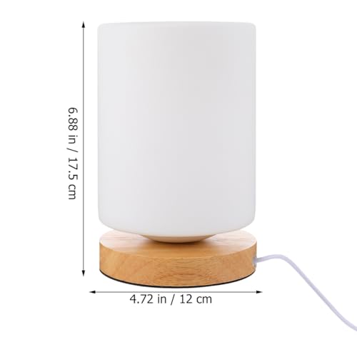 Lámpara de mesa de noche LED con cargador USB y madera sólida miniatura 2