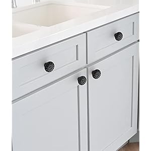 trust4care 4-Pack of Matt Black Kitchen Cabinet Knobs Pulls, Matte Round Farm House Dresser Knob Drawer Handles for Vintage Closet Door, Victorian Floral Pattern trust4care 4 Pack of Matt Black Kitchen Cabinet Knobs Pulls Matte Round Farm House Dresser Knob Drawer Handles for Vintage Closet Door Victorian Floral Pattern