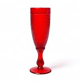 FRANCACOR PACK 6 COPAS DE CRISTAL DE COLORES champan 20 X 7 CMS CAPACIDAD 150 ML - DIAMOND (ROJO)