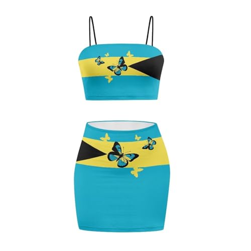 Image of 2025 Sexy Spaghetti Strap Crop Tops and Bodycon Skirt Casual 2 Piece Set S-4XL