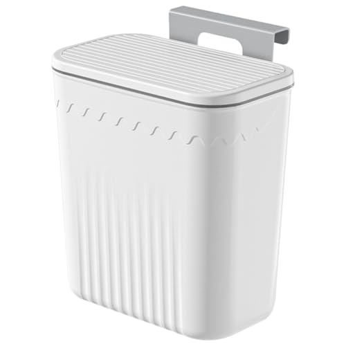 Caneca colgante para basura con tapa, blanca