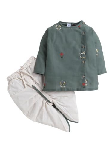 Image of POLKA TOTS Pure Cotton Traditional Dhoti Kurta Set for Baby Boys, Toddlers & Kids | Soft and Breathable Cotton Ethnic Dress for Festivals and Weddings | Traditional Elegant Indian Festive Clothing