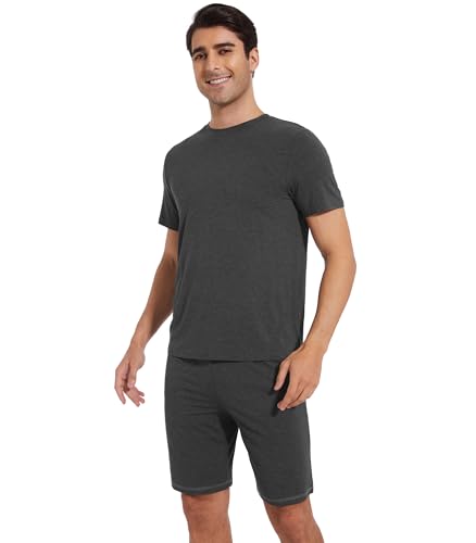 WiWi Men's Pajamas Set Short Sleeve Top and Shorts Pajama Lightweight Pjs Viscose made from Bamboo Loungewear S-XXL4