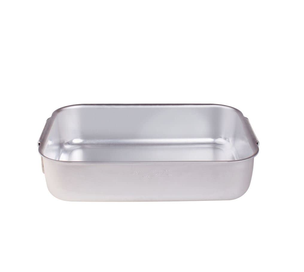 Pentole Agnelli ALMA15070 Rostiera Rettangolare Ad Angoli Tondi Pesante Spessore 3 Millimetri Serie Alta con Maniglie Snodate, Diametro 70X45 Cm