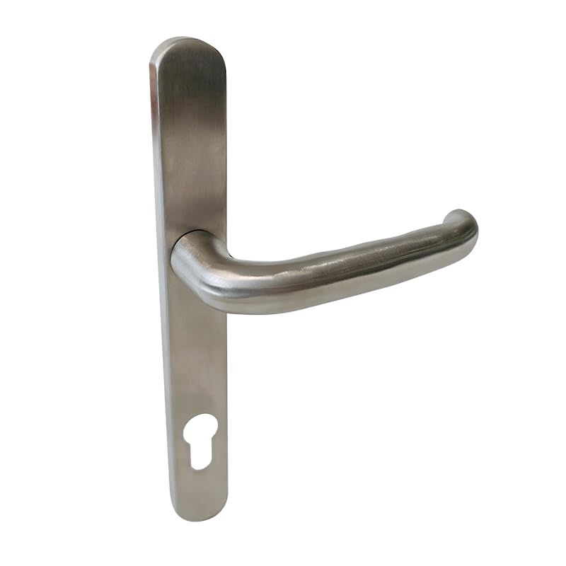 UAP UPVC Door Lever Lever Sprung Door Handle Sets - with Long 243mm Backplate - Non-Handed - Inline Handles - for All UPVC Doors Upto 75mm - Includes All Fittings (Satin)