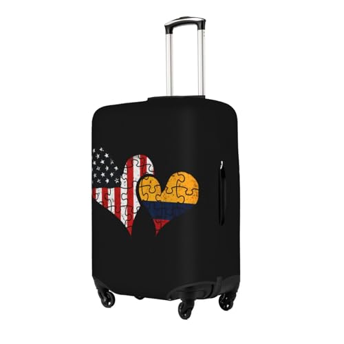Travel Luggage Cover Vintage Love Heart Puzzle America Colombia Flag Fashion Washable Baggage Suitcase Protector Fit For Luggage Large2