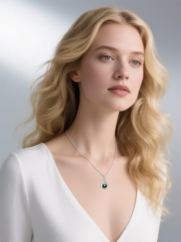 Dreamboat Black Pearl Pendant Necklace for Women 925 Sterling Silver Single Pearls Jewelry Mother's Day Anniversary Birthday Gifts for Wife Mom4