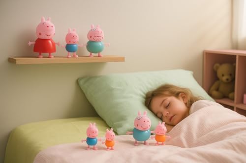 Image of Awestuffs Peppa Pig Family Set of Peppa, George, Daddy Pig, Mommy Pig Pretend Play Set, Best Gift for Kids (Peppa Family) (Assorted Colours)