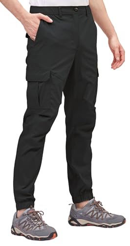 BLUE CHILL Mens Cargo Joggers with Pockets Waterproof Lightweight Outdoor Hiking Pants Relaxed Fit Cargo Pants