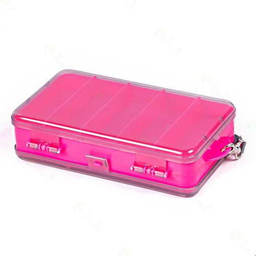 Vzuiwkfmr 1-Piece 6Colors Double-Sided Fishing Lure Box Large-Capacity Lightweight ABS Compartment Bait Storage Case Outdoor Fishing Tackle Accessories Box 18 * 10 * 4CM (Pink 1pcs)