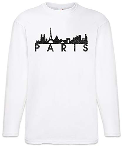T-Shirt Long Sleeve Paris Skyline Imprimé Haute Résistance et Coupe Droite